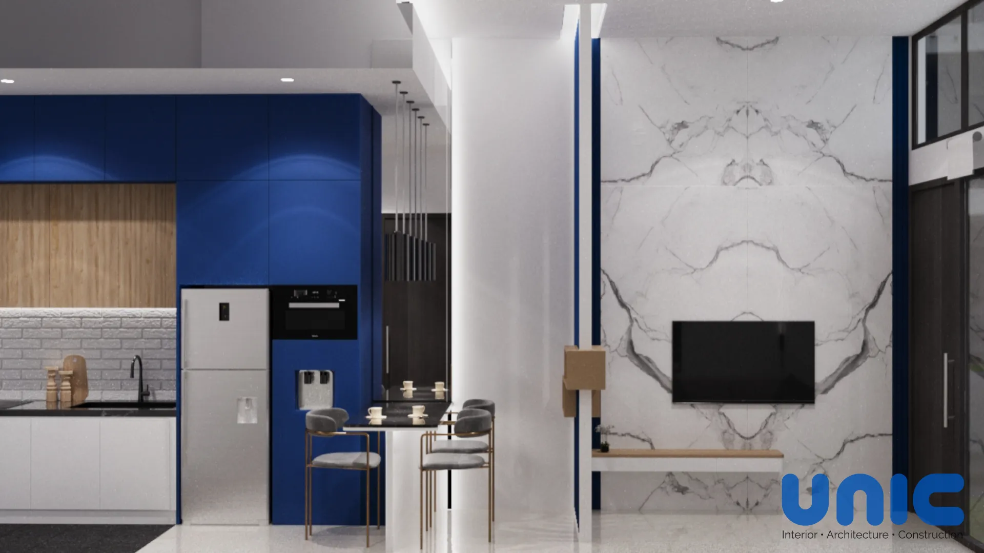 Desain Interior Ramping 2,5 x 5 Puri Safira Menganti Gresik: Aksen Biru Bold & Elegan - Custom Furniture Perumahan Puri Safira Regency Cluster Celosia, Menganti, Gresik