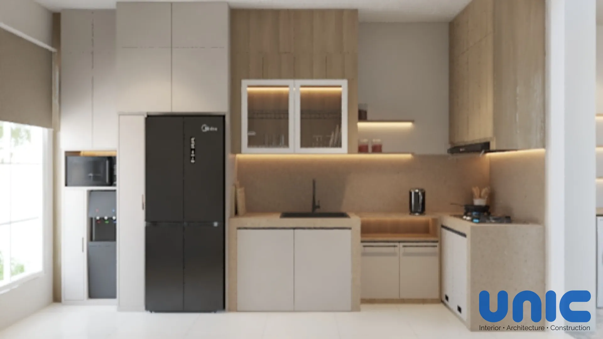 Transformasi Cerdas Interior Lantai 1 Wisata Bukit Mas: Kitchen Set & Laundry Area di Cluster Paddington - Custom Furniture Perumahan Wisata Bukit Mas, Cluster Paddington